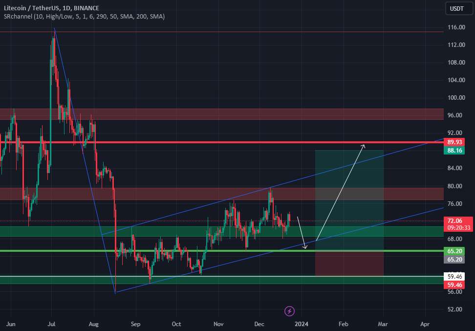 LTCUSDT Bearish Flag - پشتیبانی کیفیت کانال Trendline Play