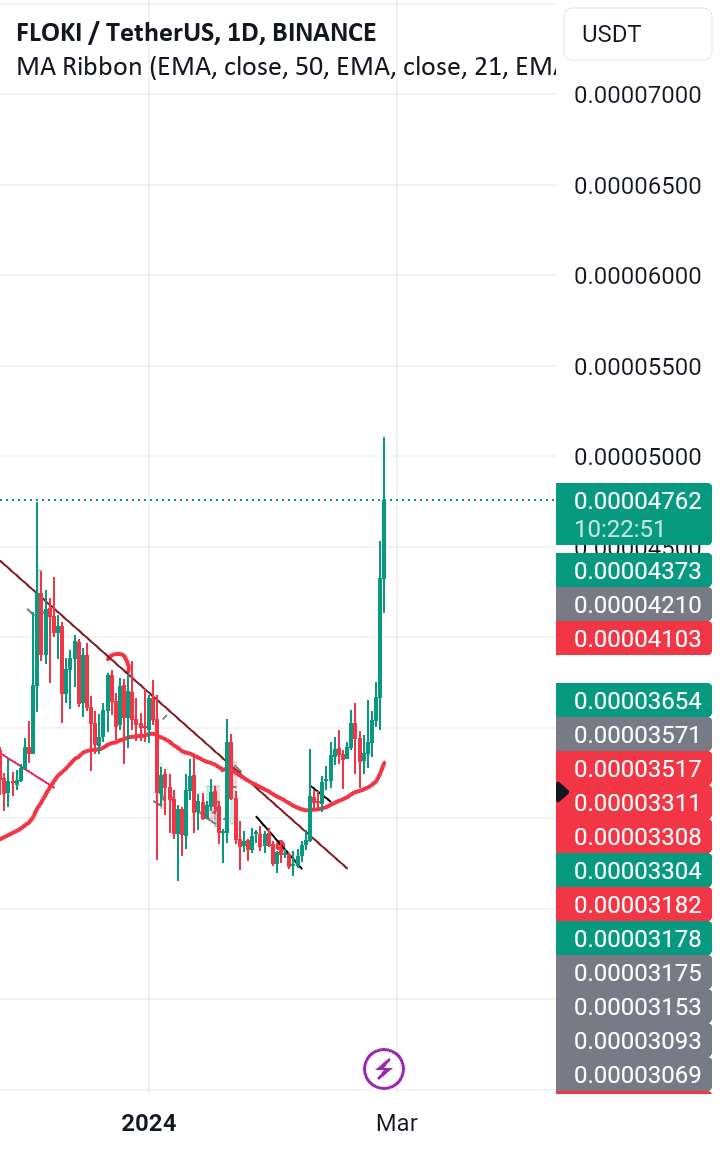 تحلیل FLOKI - فلوکی برای تایید چرخه صعودی به 0.000055 نیاز دارد 🙂👍