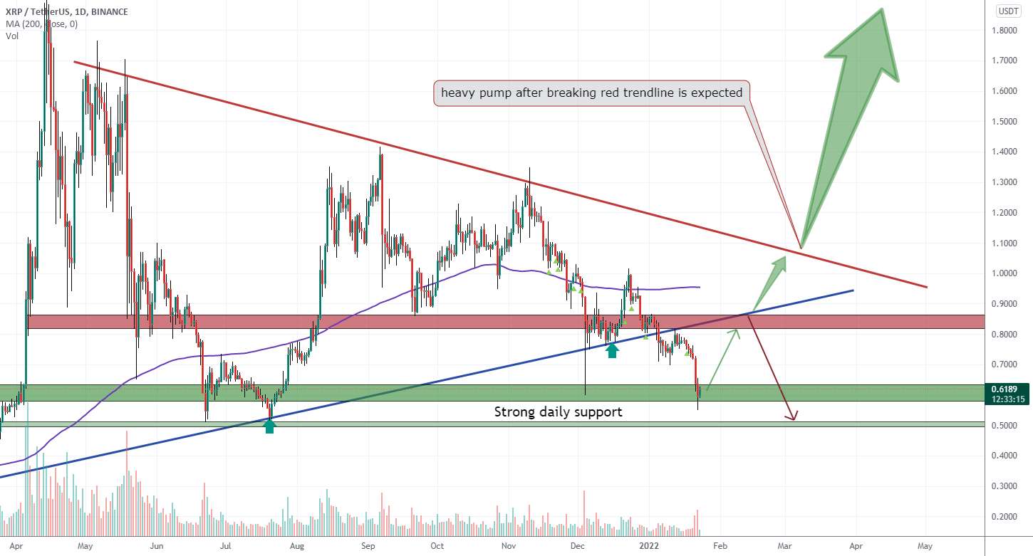 XRPUSDT پشتیبانی اصلی 0.60 دلار می تواند قیمت را افزایش دهد - پمپ عظیم XRPUSDT پس از شکستن مقاومت خط روند قرمز