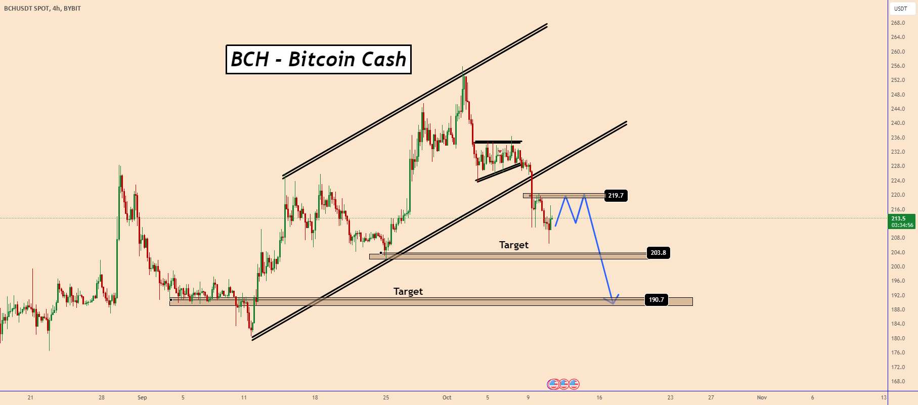 BCH: فروش نزدیک به 220 دلار شانس بیشتری برای وقوع دارد