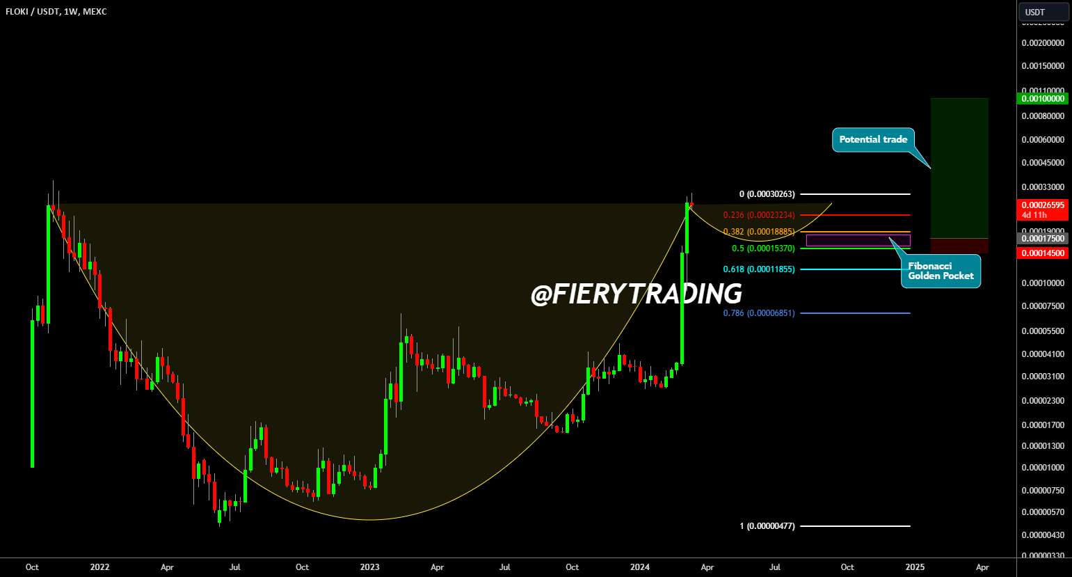 🔥 FLOKI Insane Cup & Handle Pattern: Fibonacci Entry!