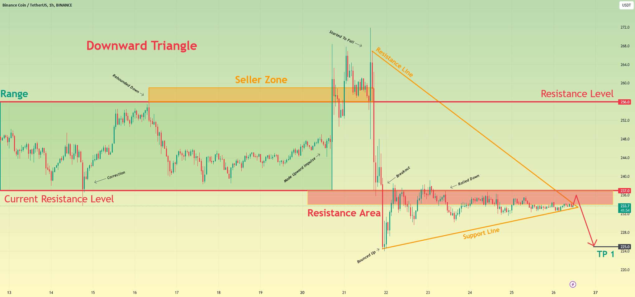 بایننس کوین می تواند از مثلث خارج شود و سپس به سطح 225 سقوط کند