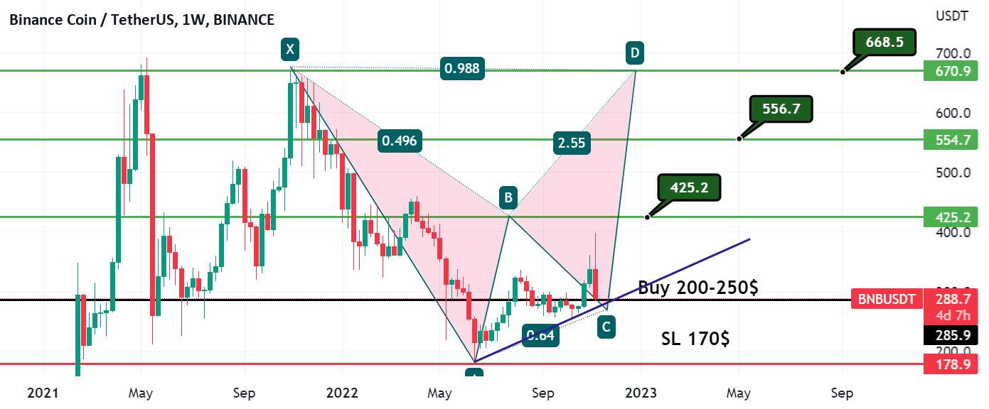 BNBUSDT LEVELS 10.11.2022 (W Candle)