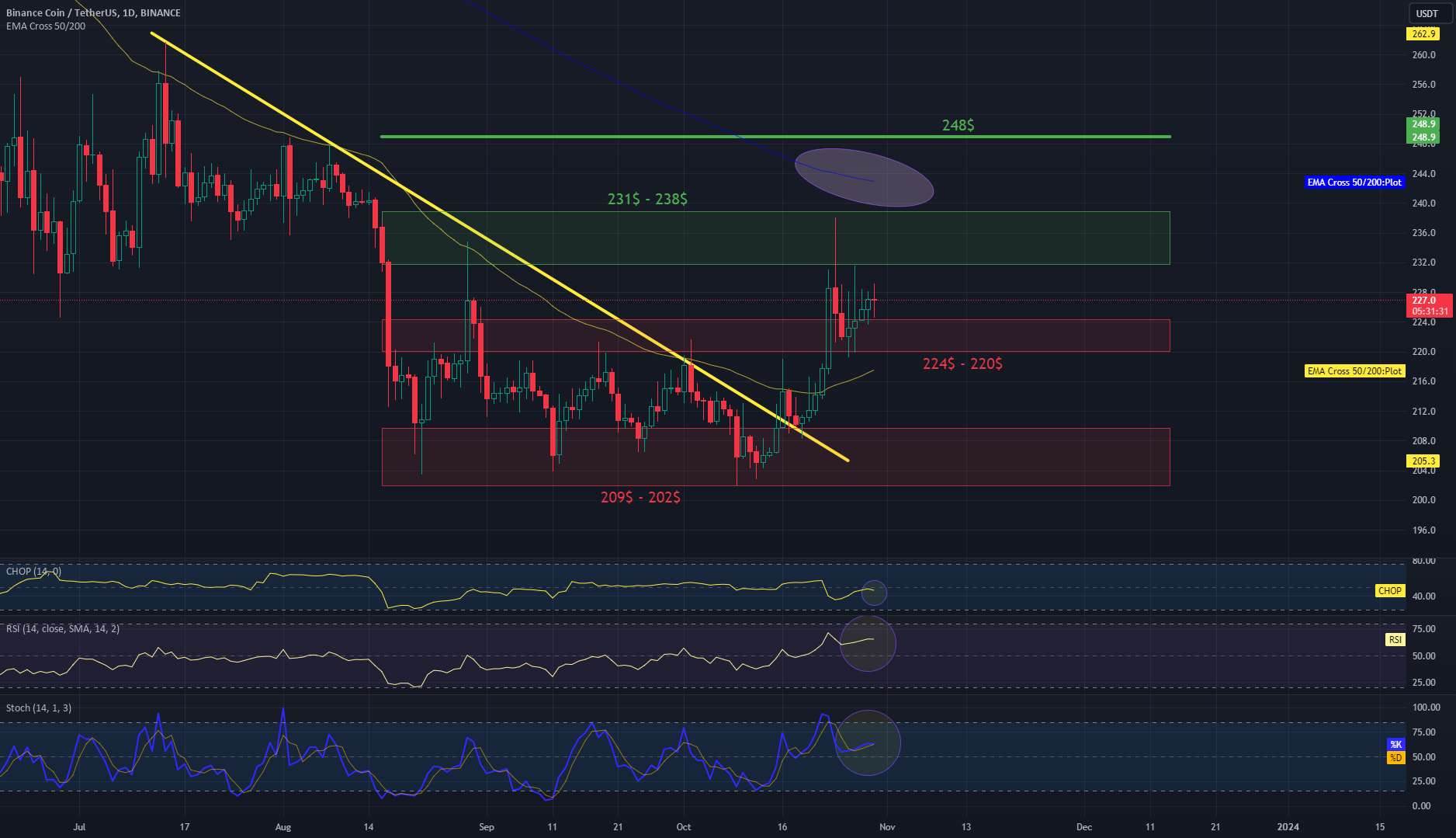 نمودار BNB/USDT 1Dinterval