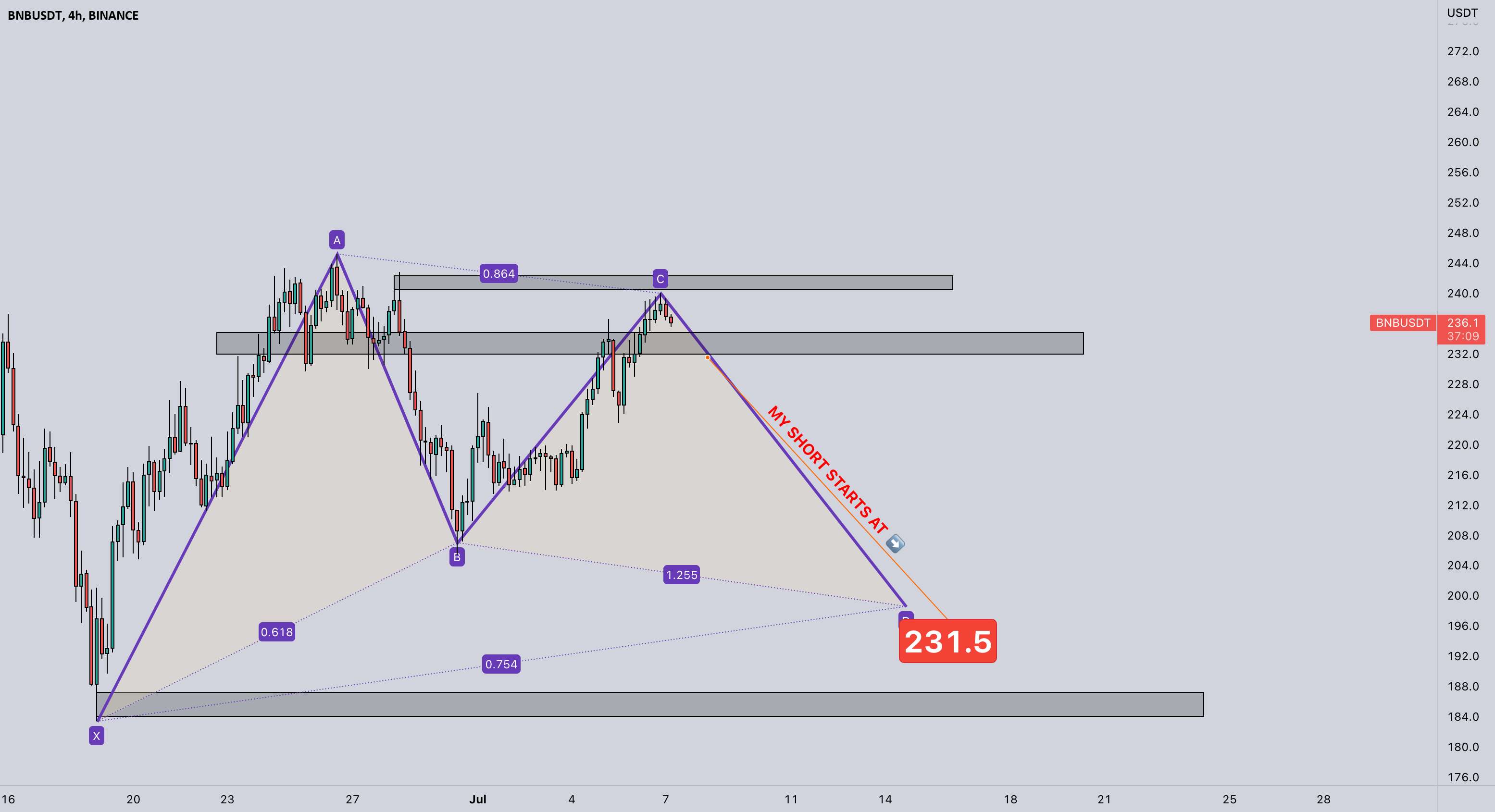  تحلیل بایننس کوین - BNBUSDT Gartley در بازی