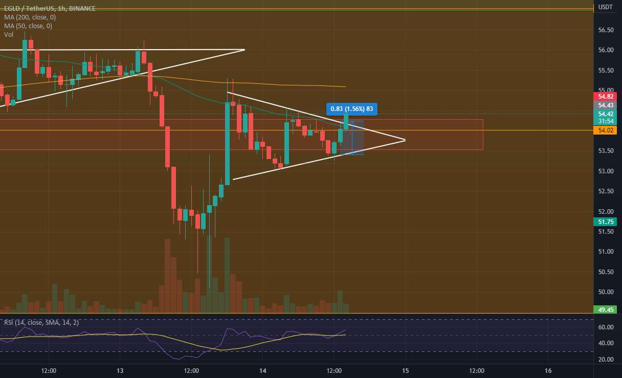  تحلیل الروند - EGLD 1H یک مثلث دیگر شکست