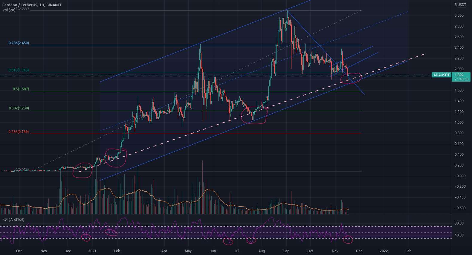 Cardano ADA پشتیبانی بلند مدت خود را با پایین ترین RSI آزمایش کرد