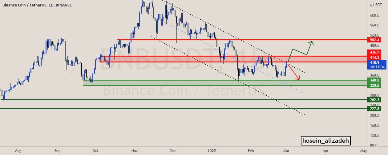 bnbusdt(binance coin)T.Fdaily (3/1/22)